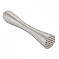 Stainless Steel Muddler with Serrated Bottom - 7"